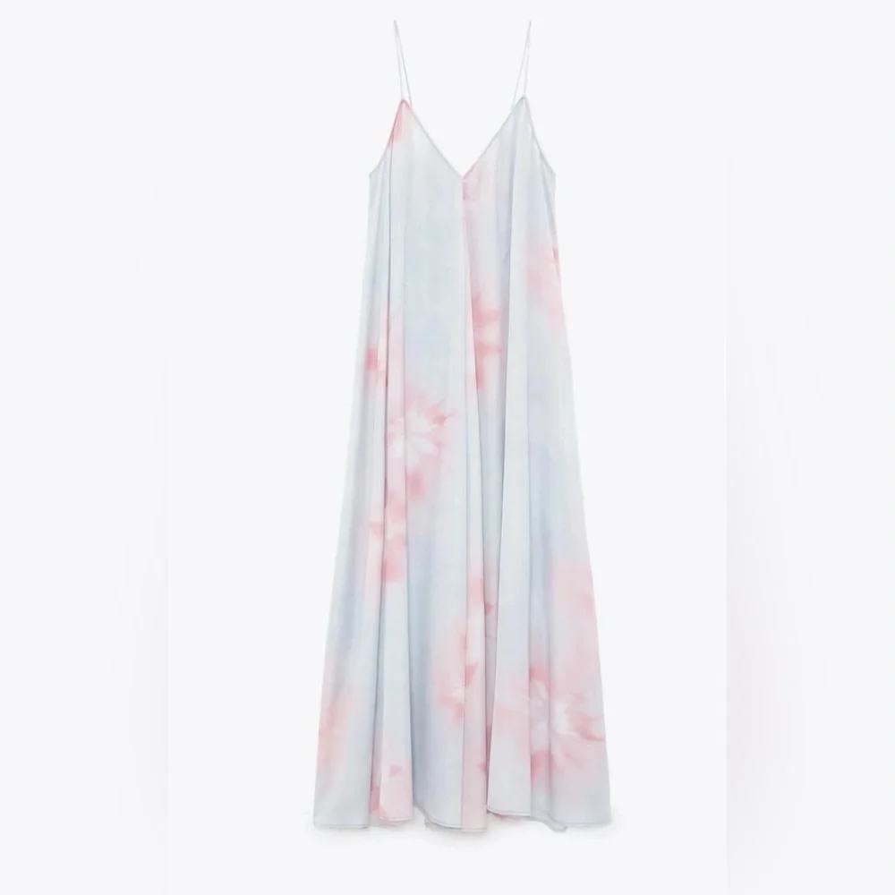 Zara Pastel Tie Dye Maxi Dress Vacation Size Medium - Picture 4 of 16